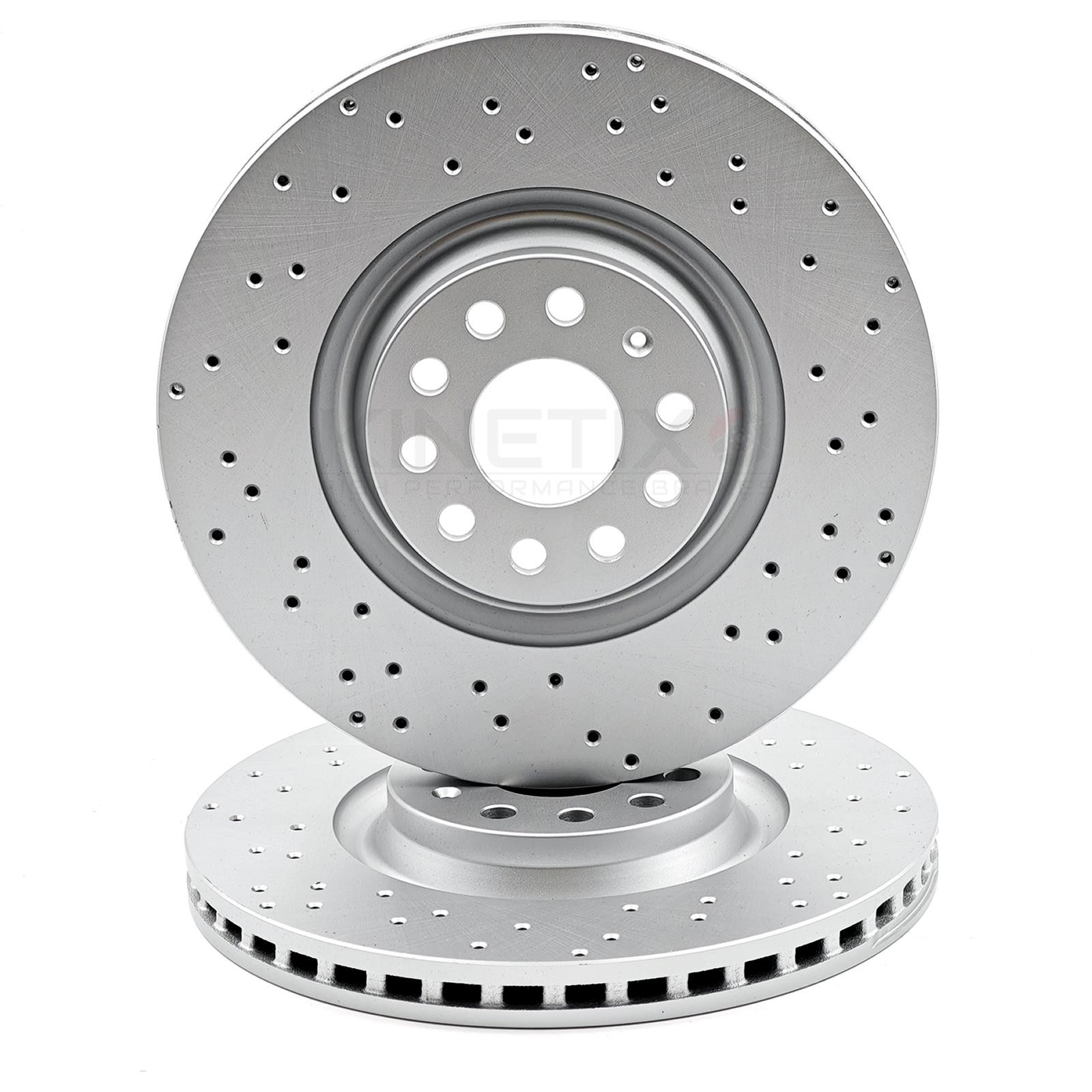 FOR AUDI SQ2 QUATTRO 2018- KINETIX CROSS DRILLED FRONT BRAKE DISCS PAIR 340mm
