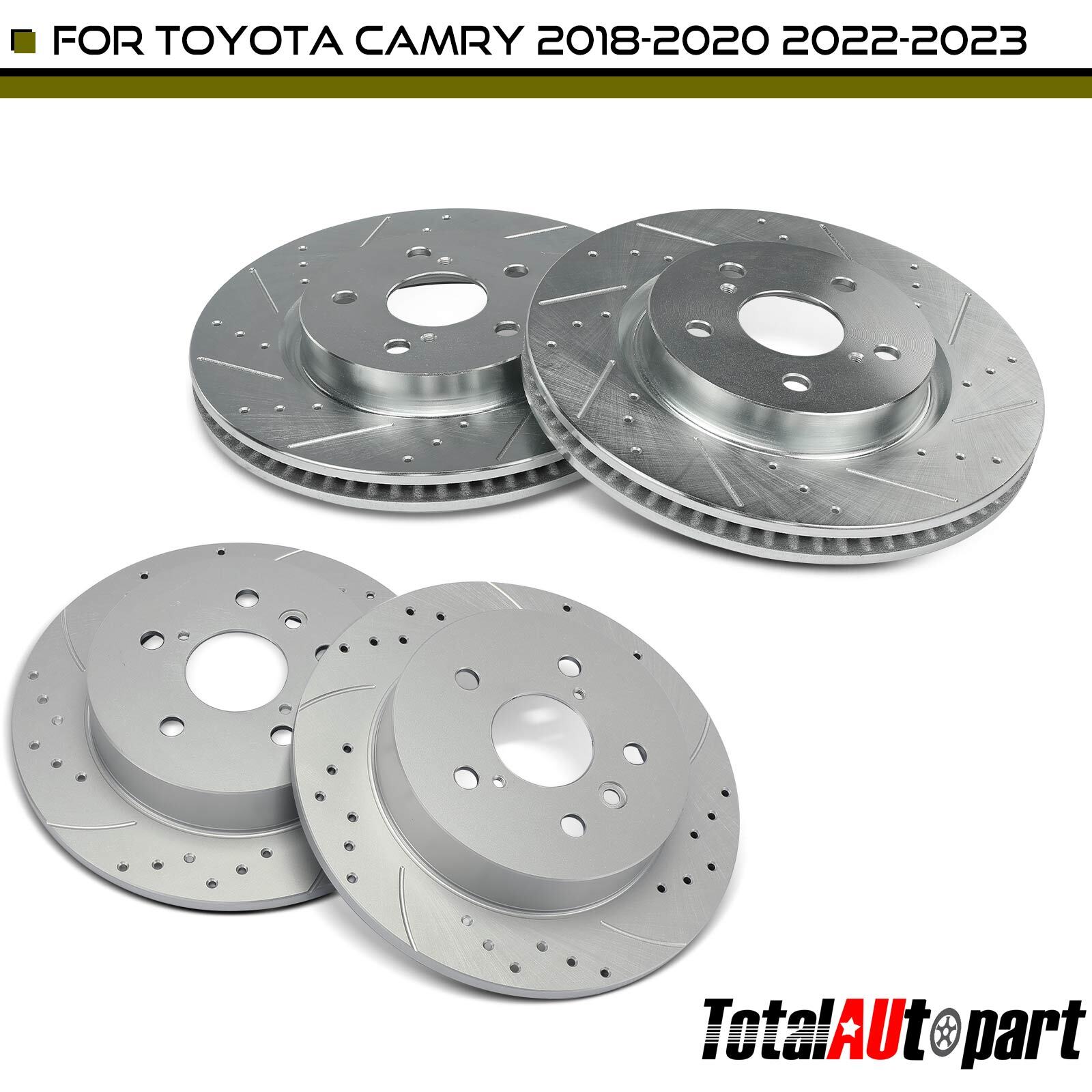 4Pcs Drilled Brake Rotors for Toyota Camry 2018-2020 2022-2023 Front & Rear Side
