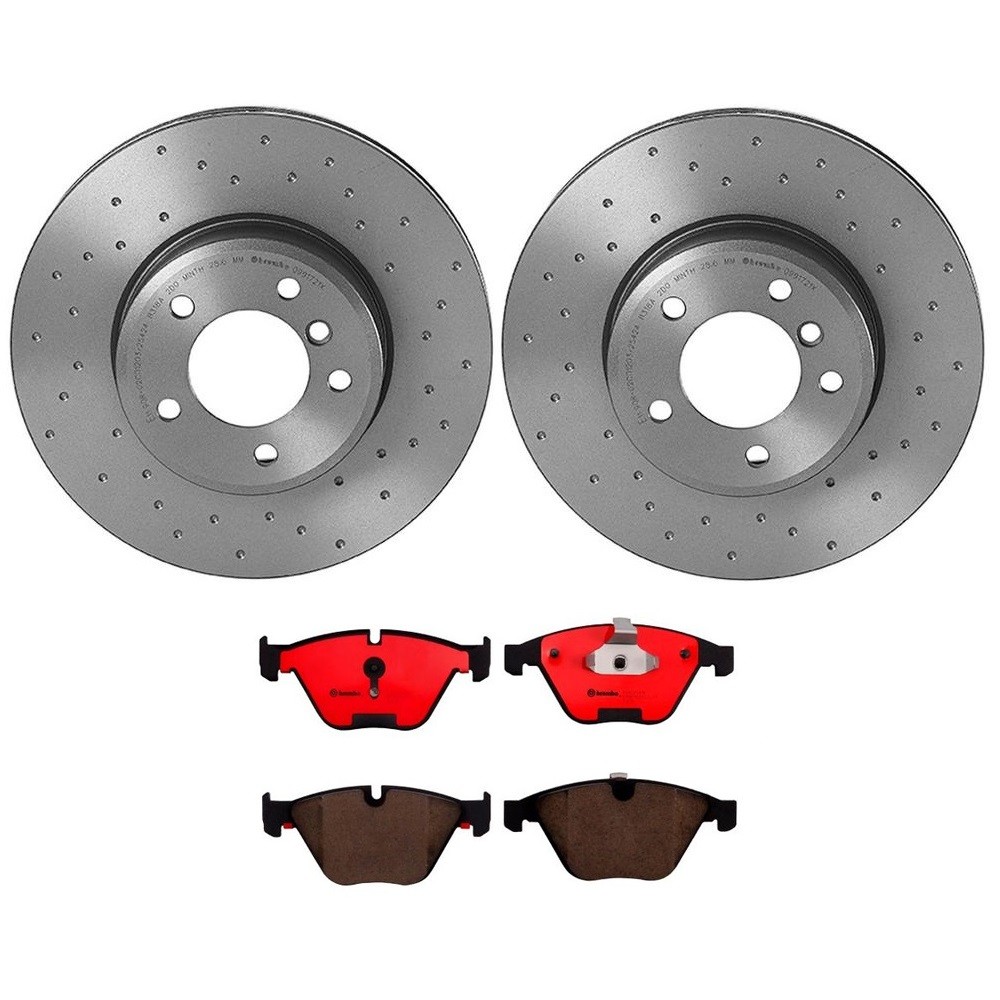 Brembo Front Brake Kit 324mm Drilled Disc Rotors Ceramic Pad Set for BMW E60 E61