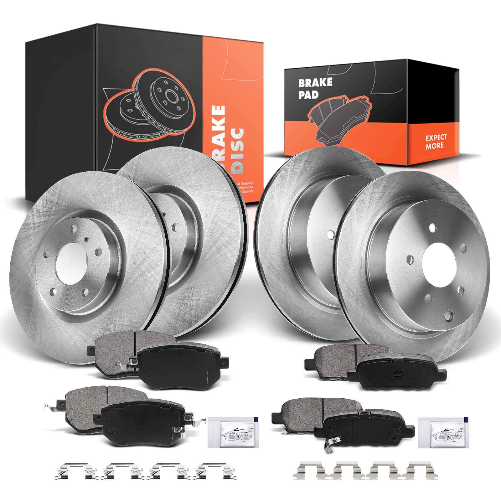 Front & Rear Disc Brake Rotors & Ceramic Brake Pads for Nissan Murano 05-07 12