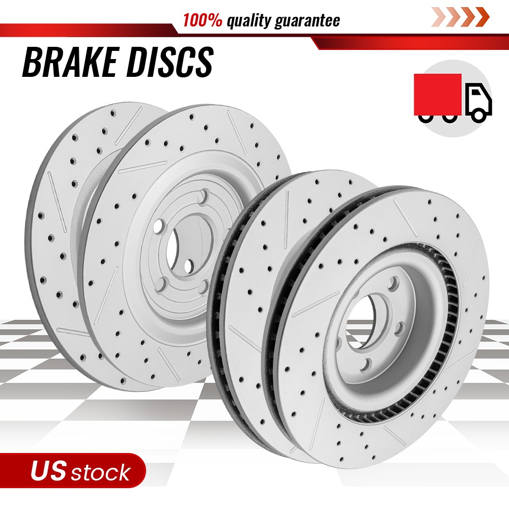 Front & Rear Drilled Rotors Pads for Ford Explorer 2020 2021 2022 2023 2024 2025