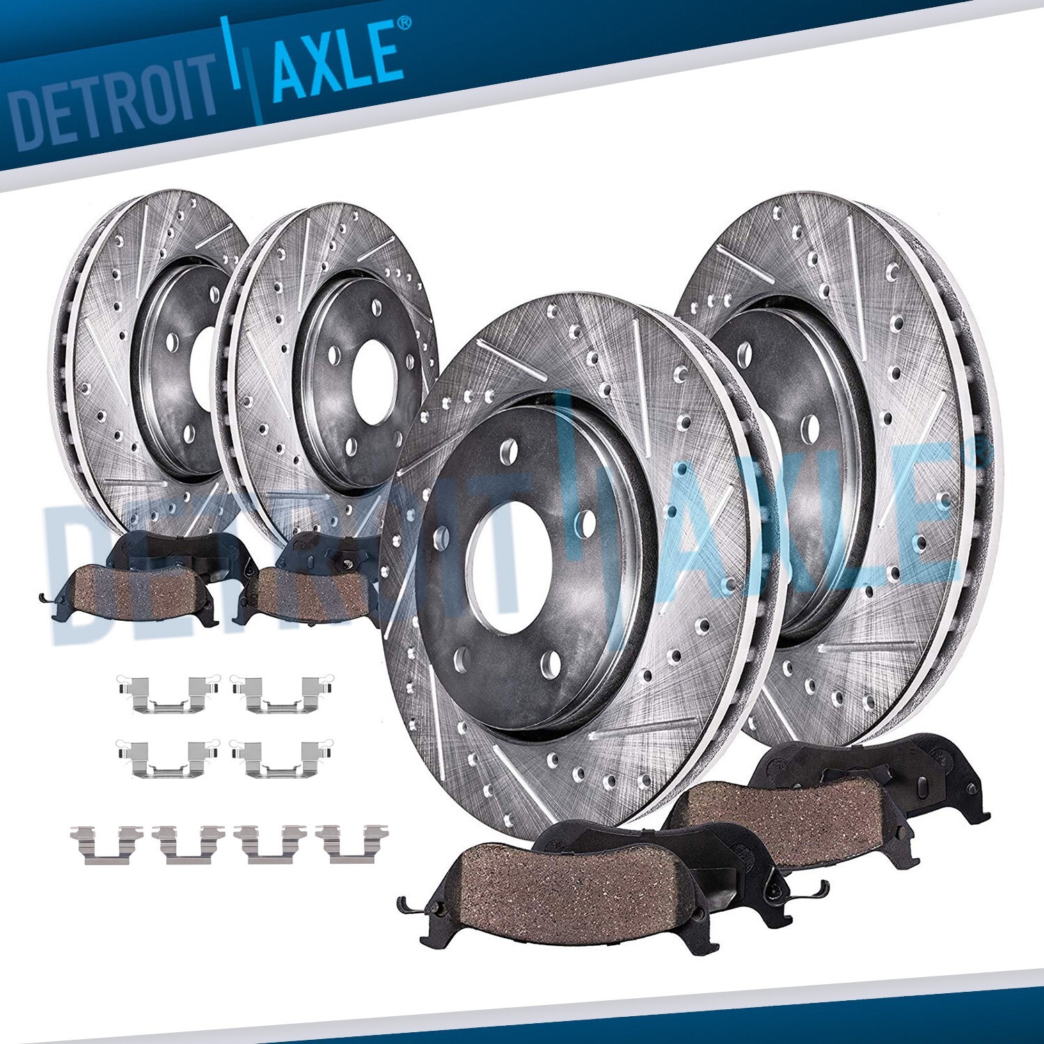 Front & Rear Drilled Brake Rotors + Brake Pads for 2005 2006 2007 Nissan Murano