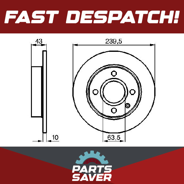 2x Brake Discs Pair Solid fits FORD FIESTA Mk3 1.3 Front 91 to 96 238.8mm Set