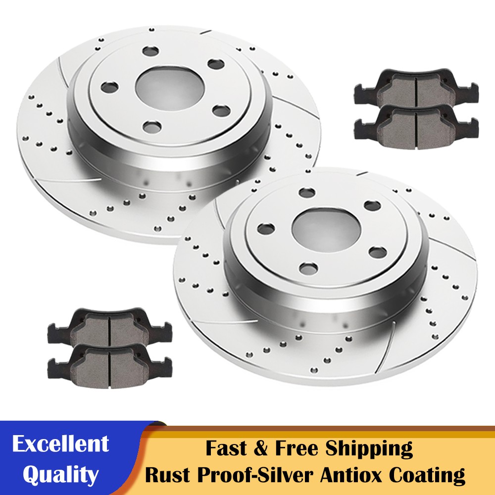 330mm REAR Slotted Rotors Brake Pads Kits Fit Grand Cherokee Dodge Durango Jeep