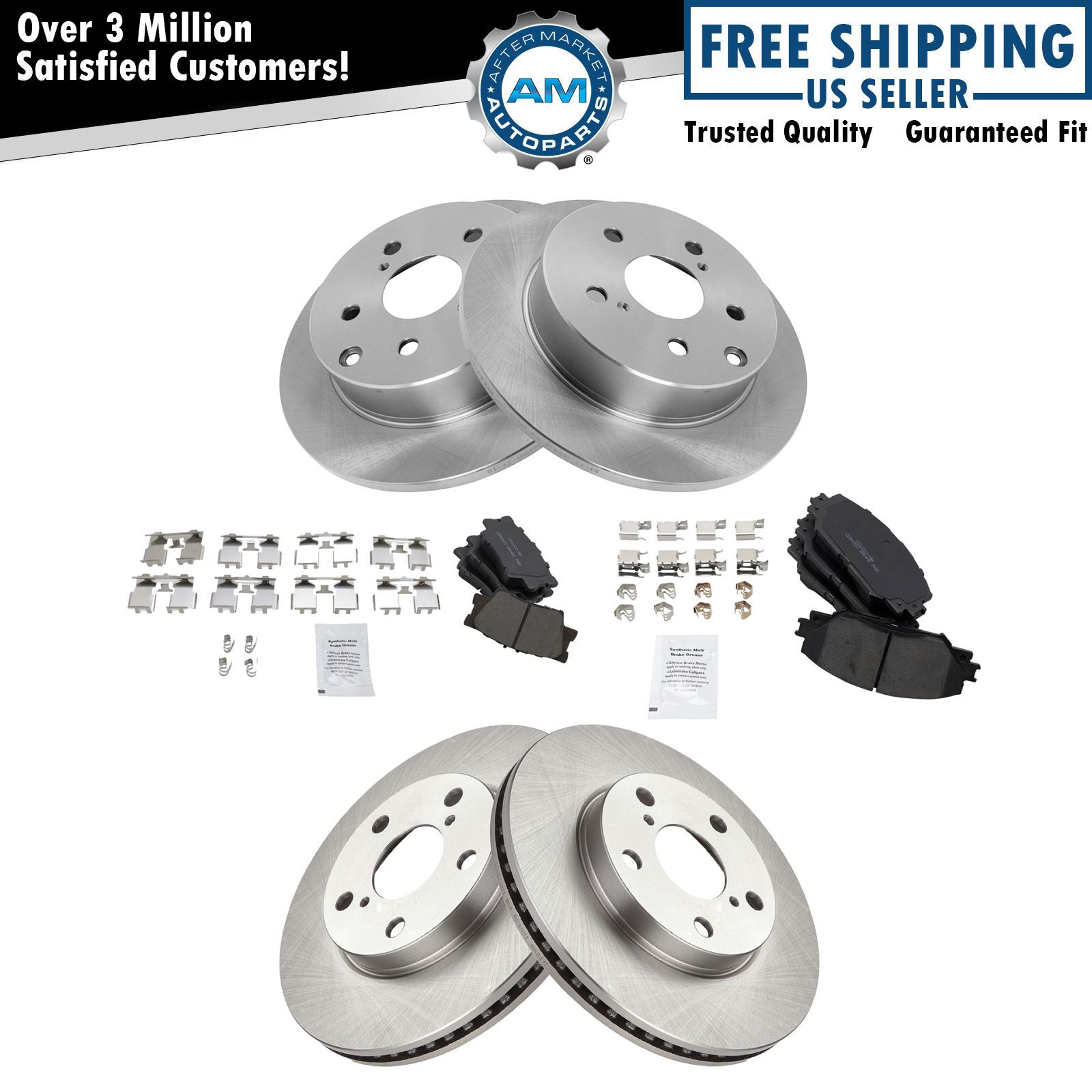 Disc Brake Rotor & Posi Ceramic Pad Front & Rear Kit for Toyota Rav4