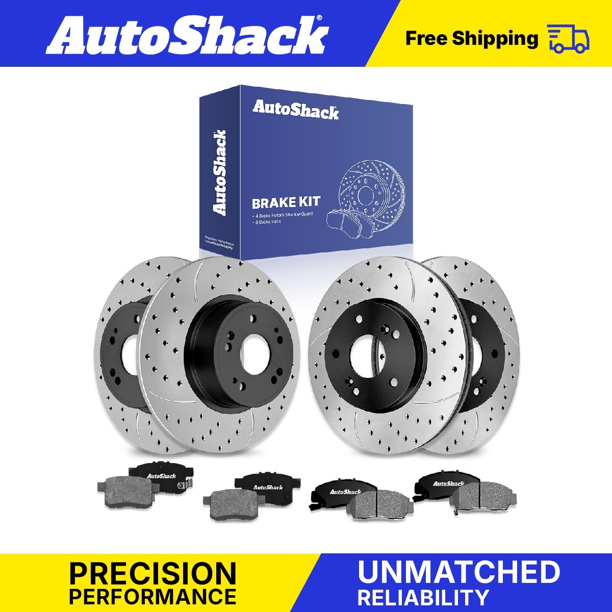 Front Rear Drilled Slotted Brake Rotors Ceramic Pads for Honda, Accord 2010-2012