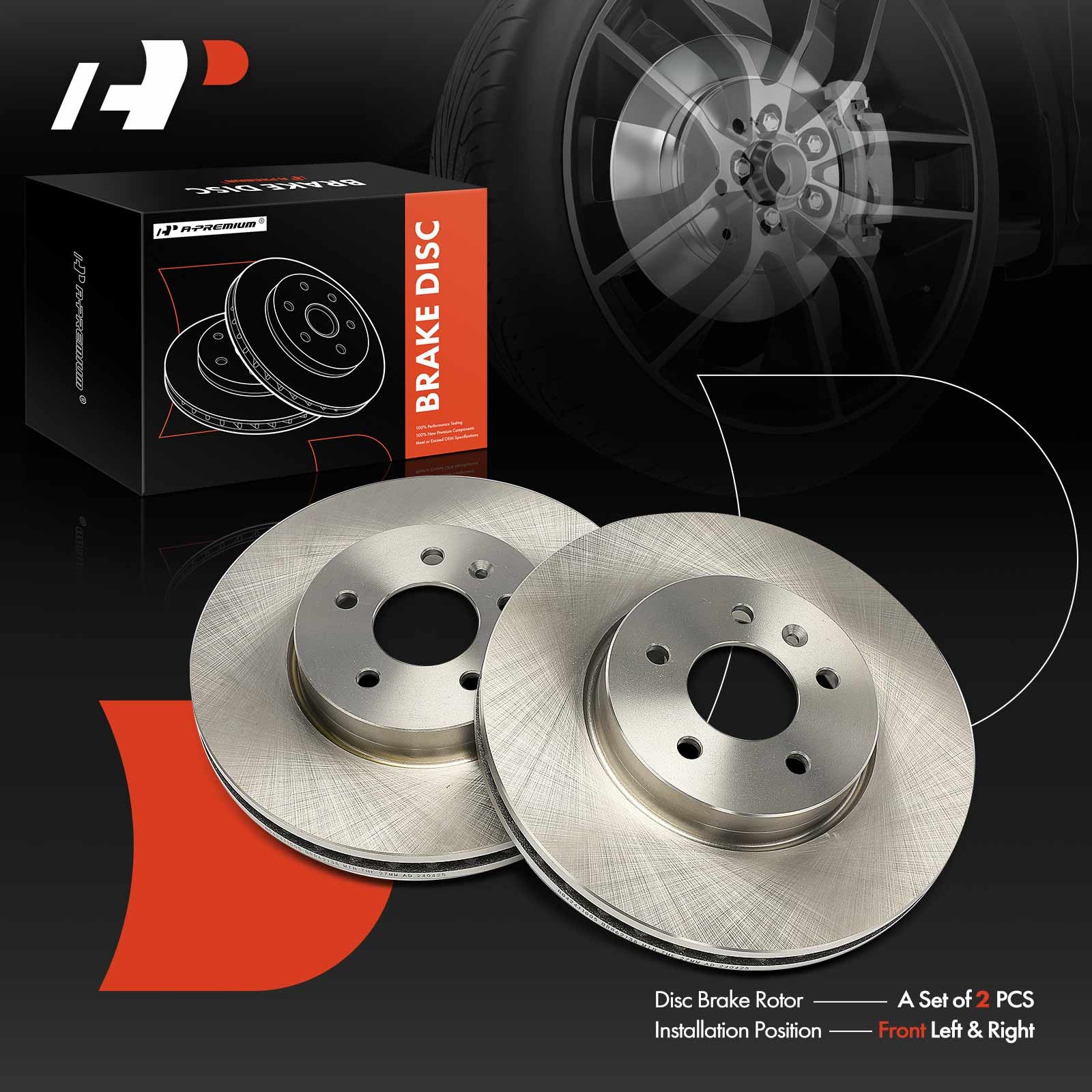 A-Premium Front Disc Brake Rotors for Cadillac ATS 13-19 3.6L 2.5L 2.0L 321mm