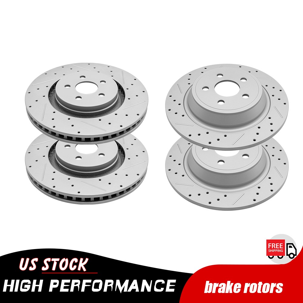 Front Rear Drilled Disc Brake Rotors for Ford Edge Fusion MKX MKZ Nautilus