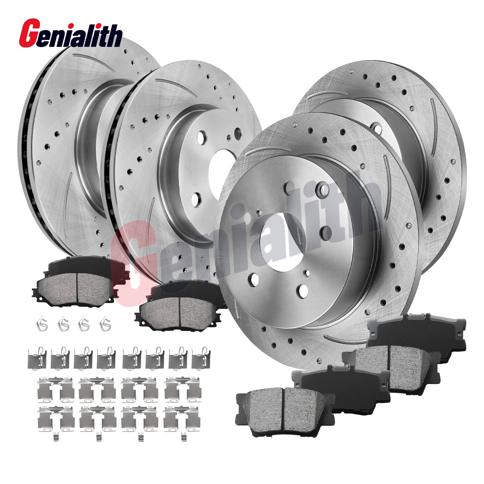 275mm Front and 281mm Rear Drilled Rotors Brake Pads for 2006-2018 Toyota Rav4