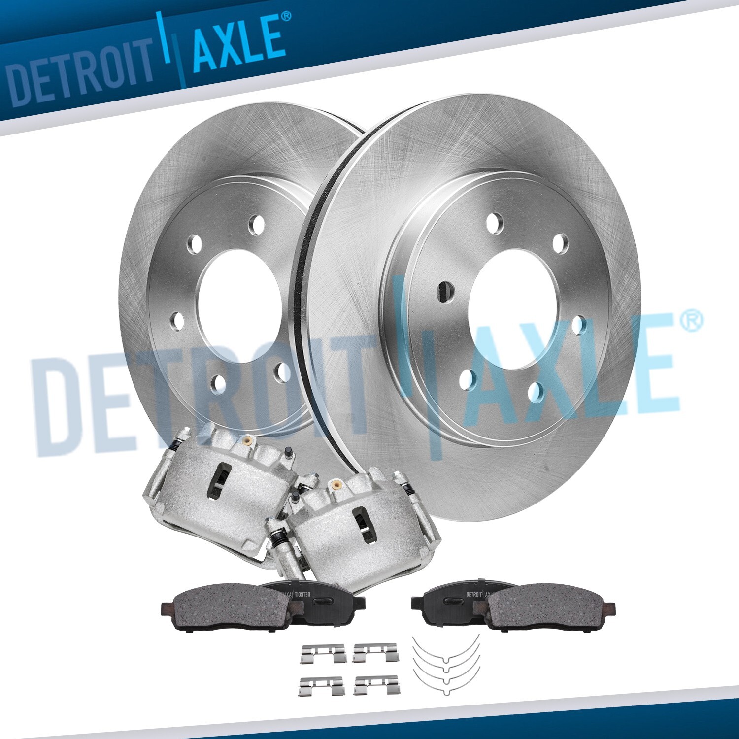 4WD Front Rotors Calipers Brake Pads for 05-08 Ford F-150 Lincoln Mark LT 6 Lug