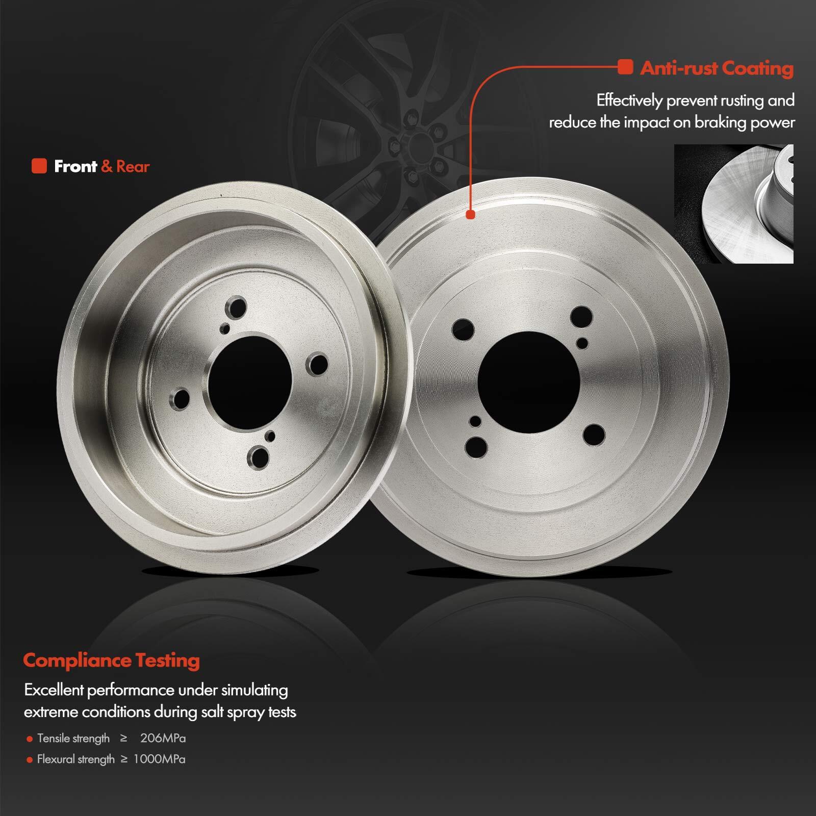 Front Disc Rotors & Pads & Rear Drums & Shoes for Honda Fit 2015-2020 DOHC 1.5L