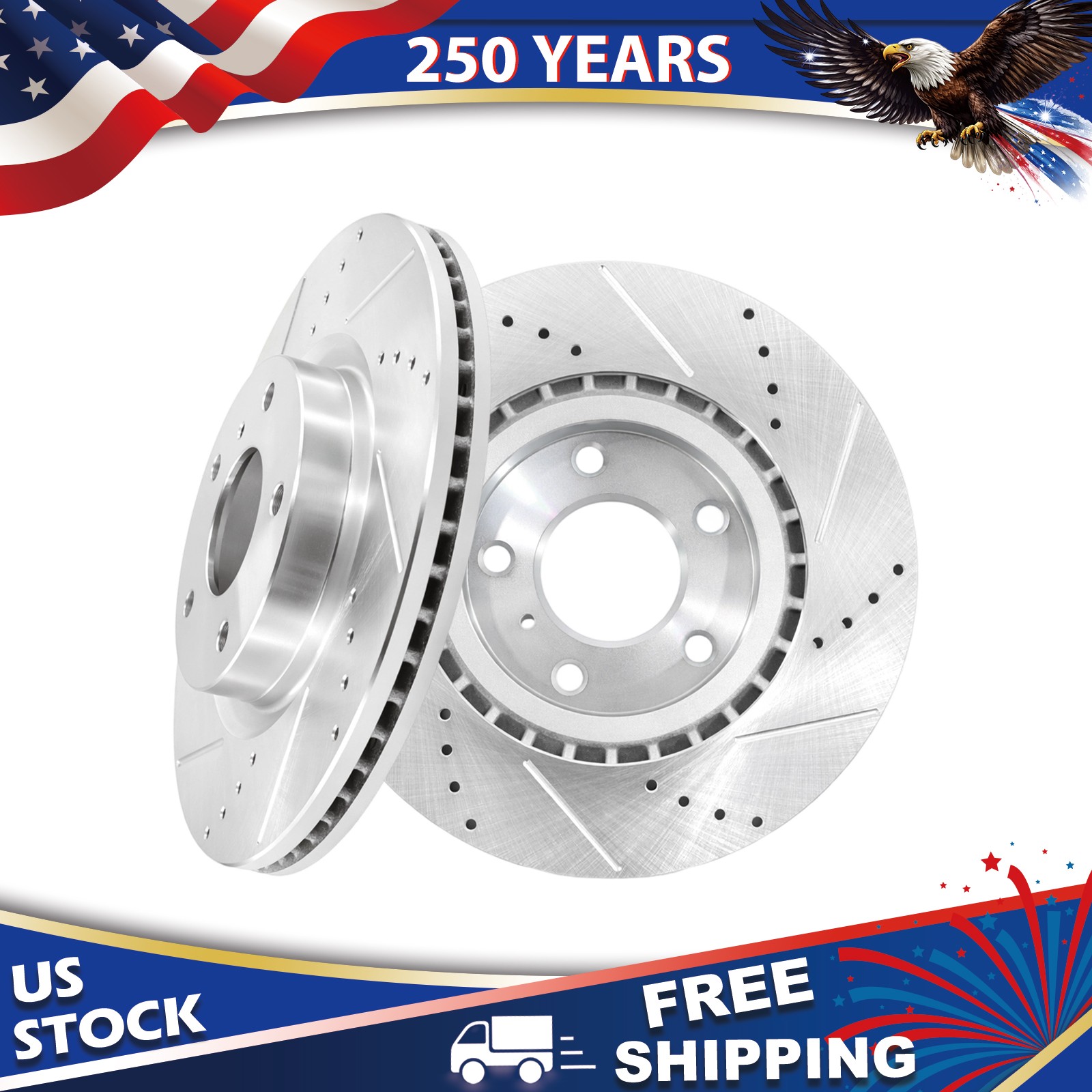 296mm Front Drilled Slotted Brake Rotors for 2003-2005 Infiniti G35 Nissan 350Z
