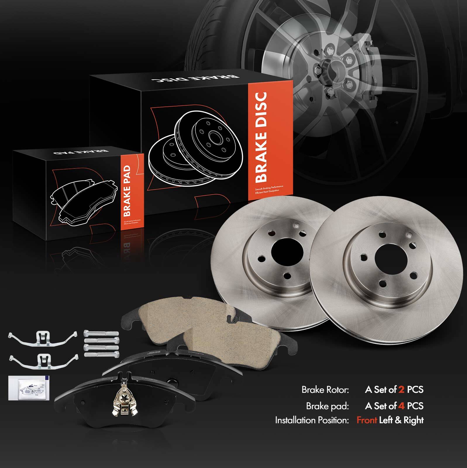 6x Front Disc Rotors & Ceramic Brake Pad for Mercedes-Benz E400 SLC300 E250 E350