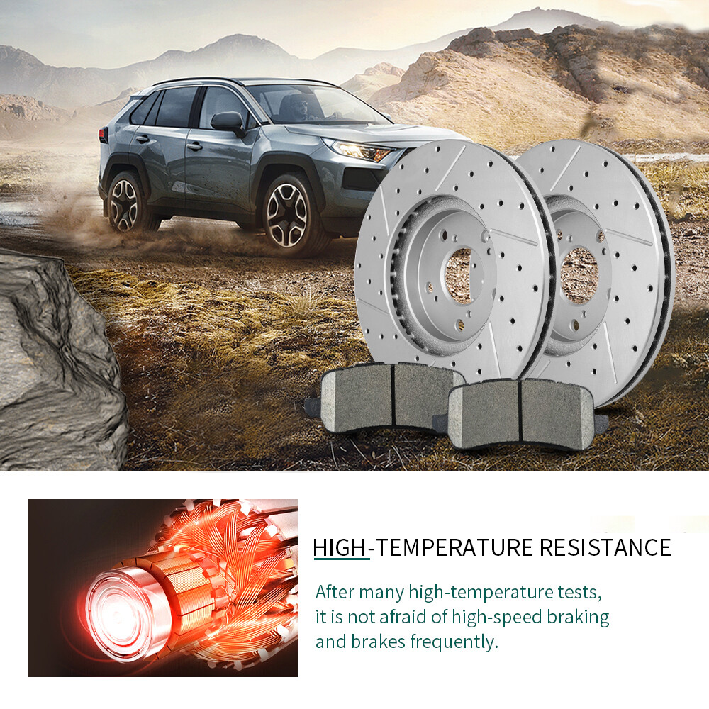 Front & Rear Disc Brake Rotors + Ceramic Brake Pads for 2014 – 2016 Kia Soul
