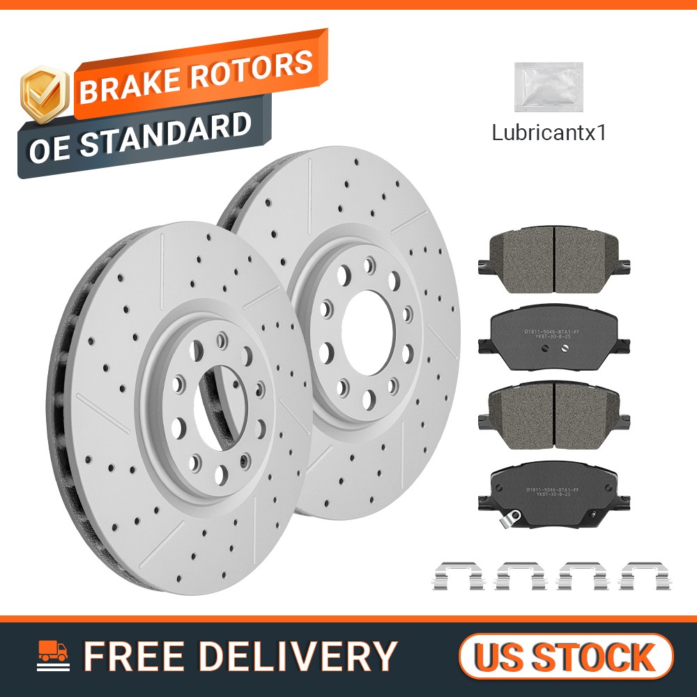 Front Drilled Brake Rotors Brake Pads Kit for Jeep Compass Renegade Fiat 500X