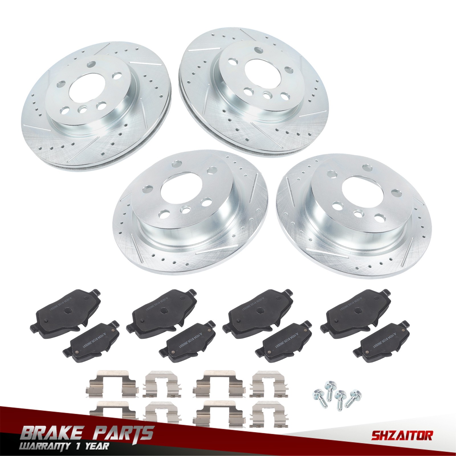 Front & Rear Drilled Brake Rotor & Brake Pads 2015-2016 For Mini Cooper F56/ F57