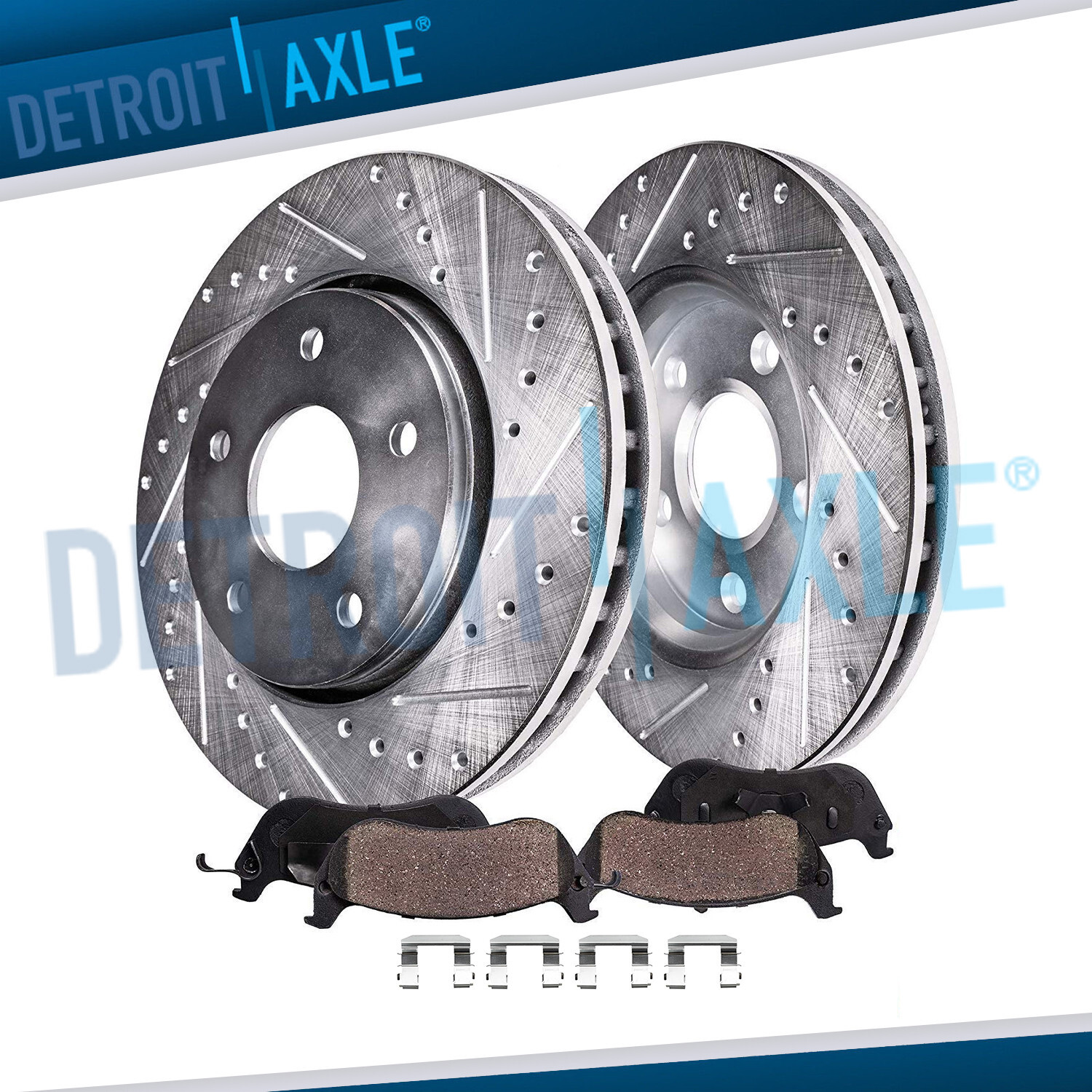 Front 300mm Drilled Slotted Disc Brake Rotors & Ceramic Pads for Tucson AWD