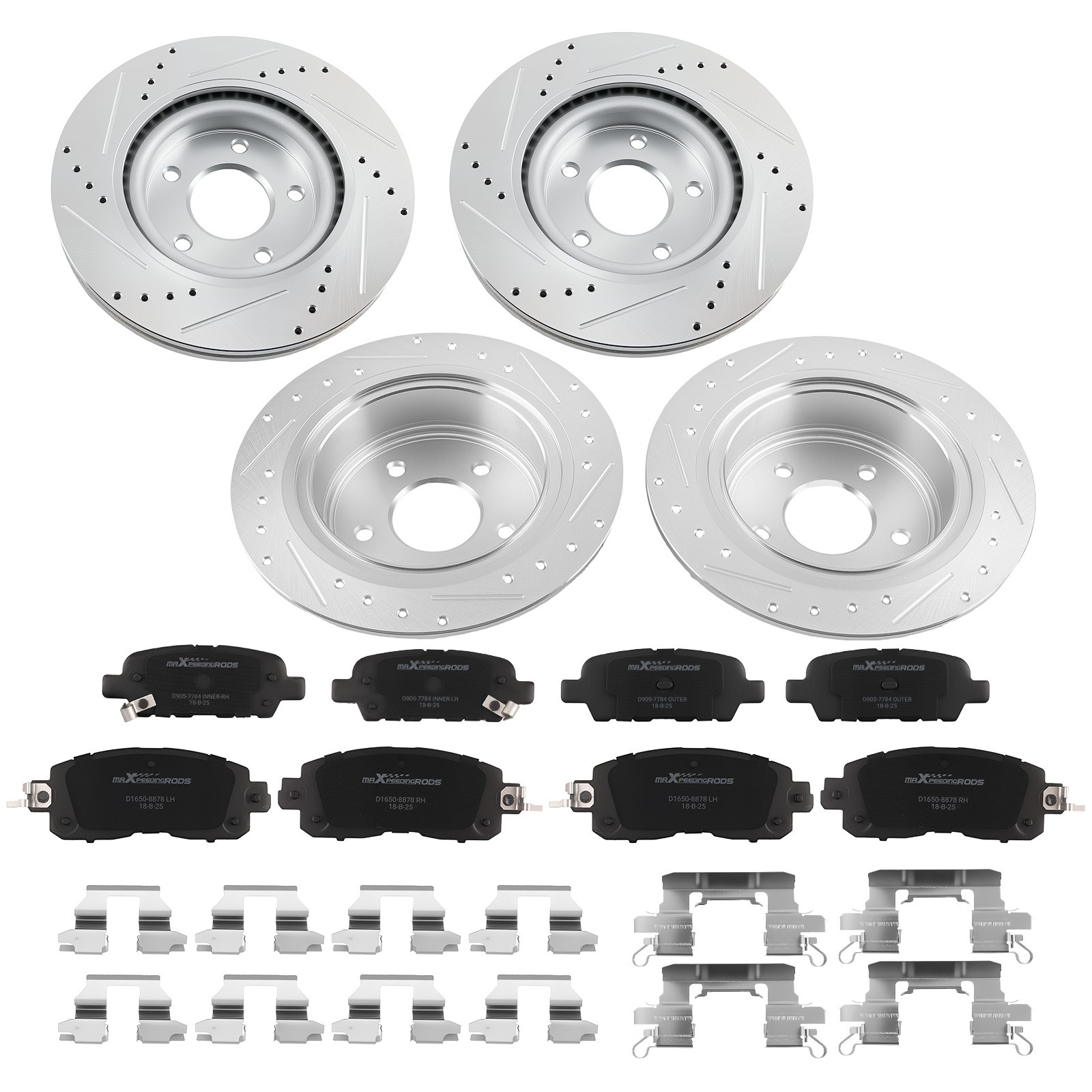 Front Rear Drilled Rotors Brake Pads for Nissan Altima 2013-2023 S-31464 P-1650