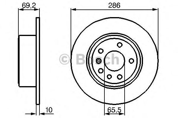 Bosch Brake Disc Rear Diameter 285.8mm 65.5mm Solid 9.9mm With Screws 0986478436