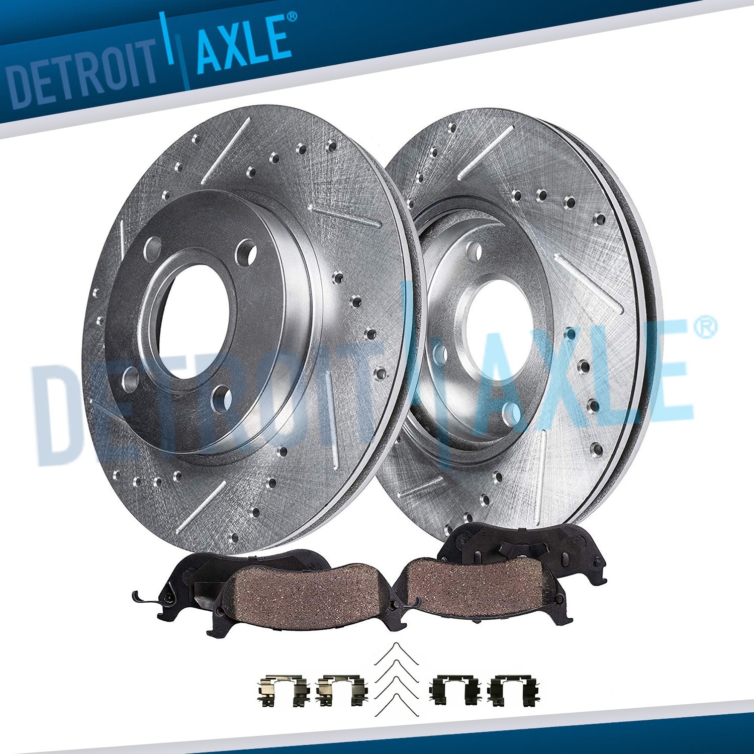 4pc Front Drilled & Slotted Brake Rotors Ceramic Brake Pads for Honda Fit Civic