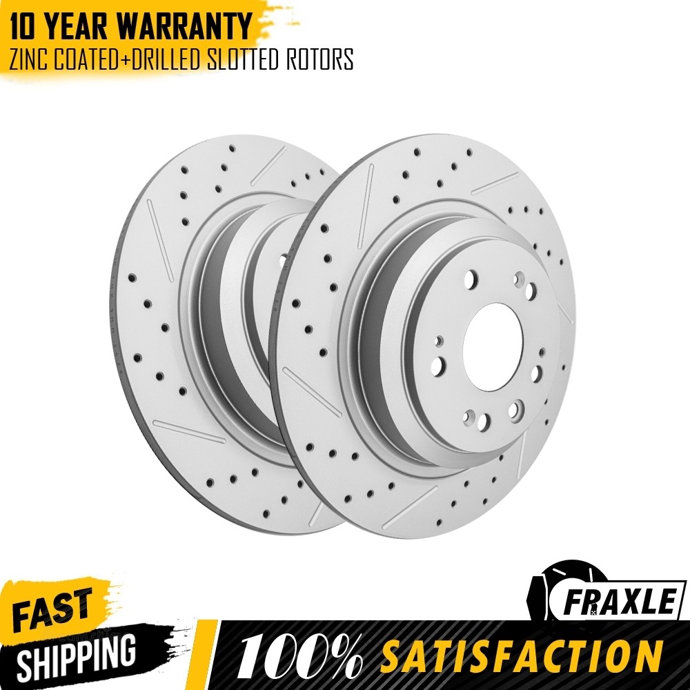 2PCS Rear Drilled & Slotted Brake Disc Rotors Set For Acura TL 2009 2010-13 2014