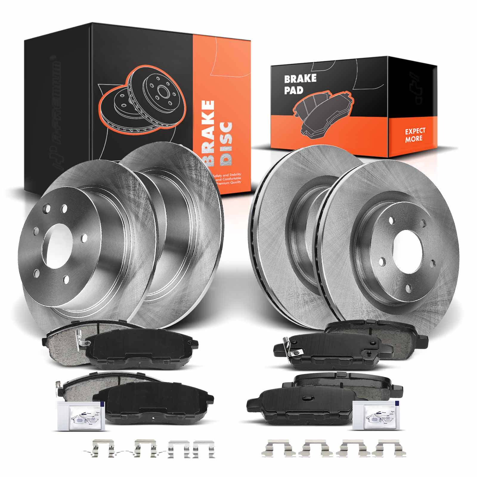 Front & Rear Disc Brake Rotors + Ceramic Brake Pads for Nissan Altima 2007-2013