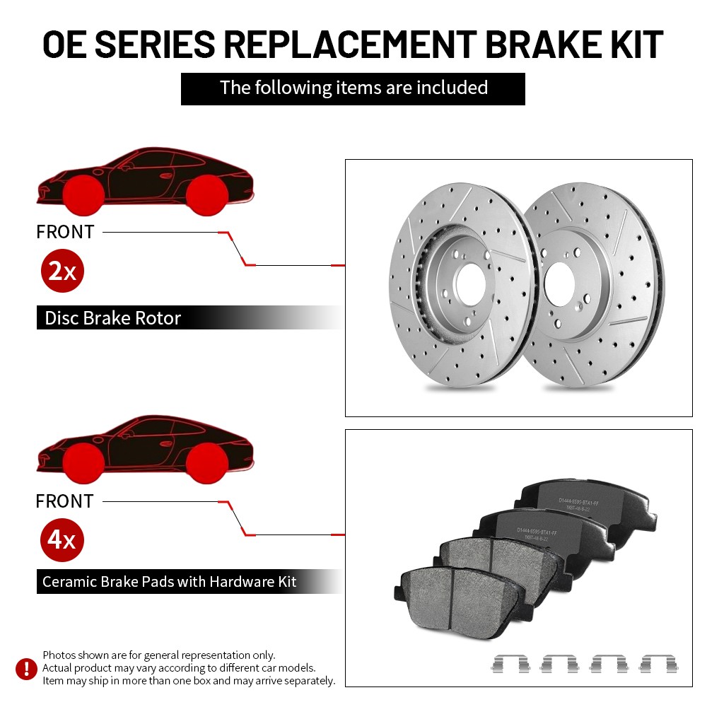 Front Brake Rotors Ceramic Pad For 2008-2013 Nissan Rogue 2014 2015 Rogue Select