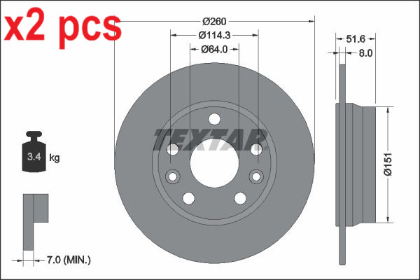 X2 PCS L&R SIDES BRAKE DISC 92337703