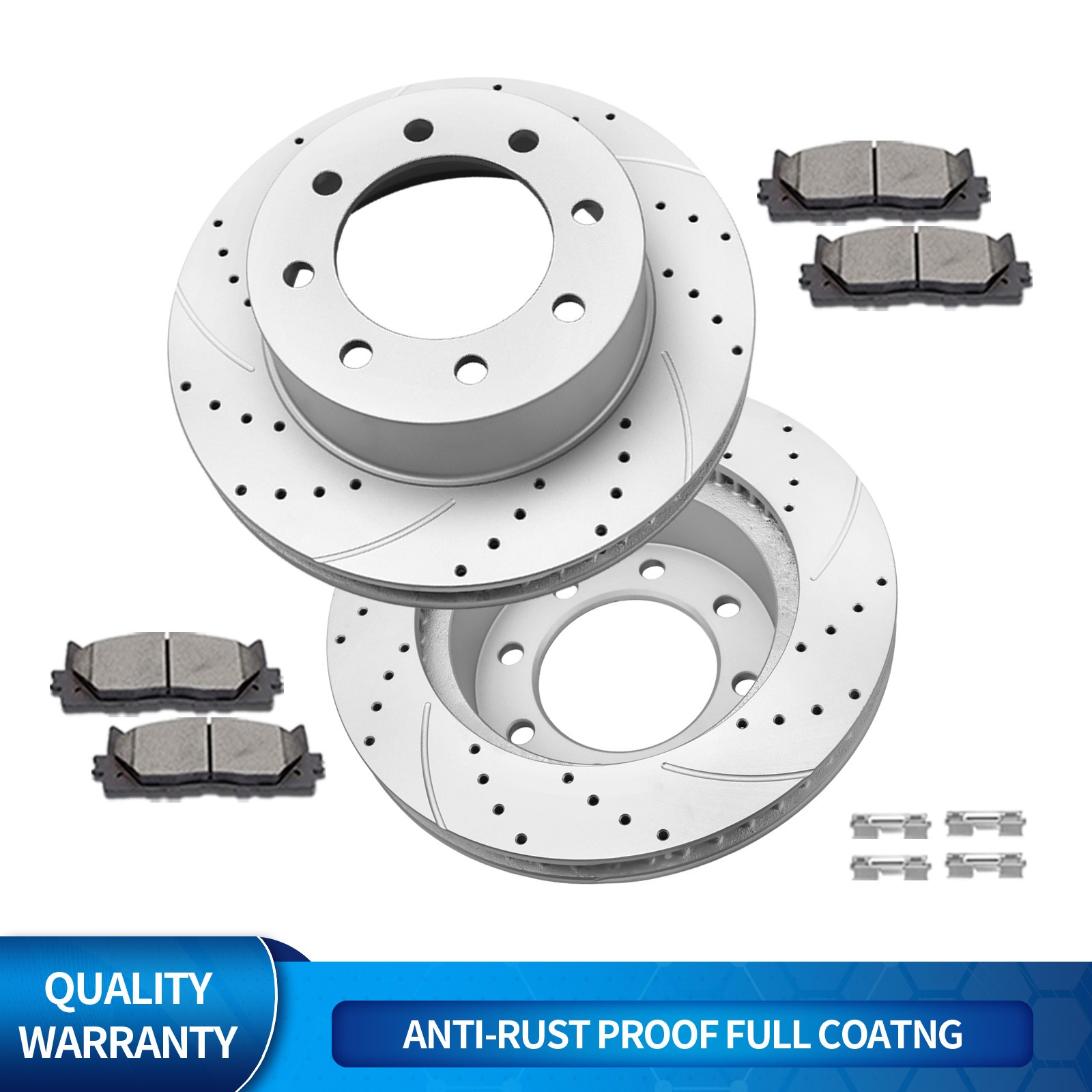 353mm Front Slotted Rotors Brake Pads Kit for 2006-2008 Dodge RAM 1500 2500 3500