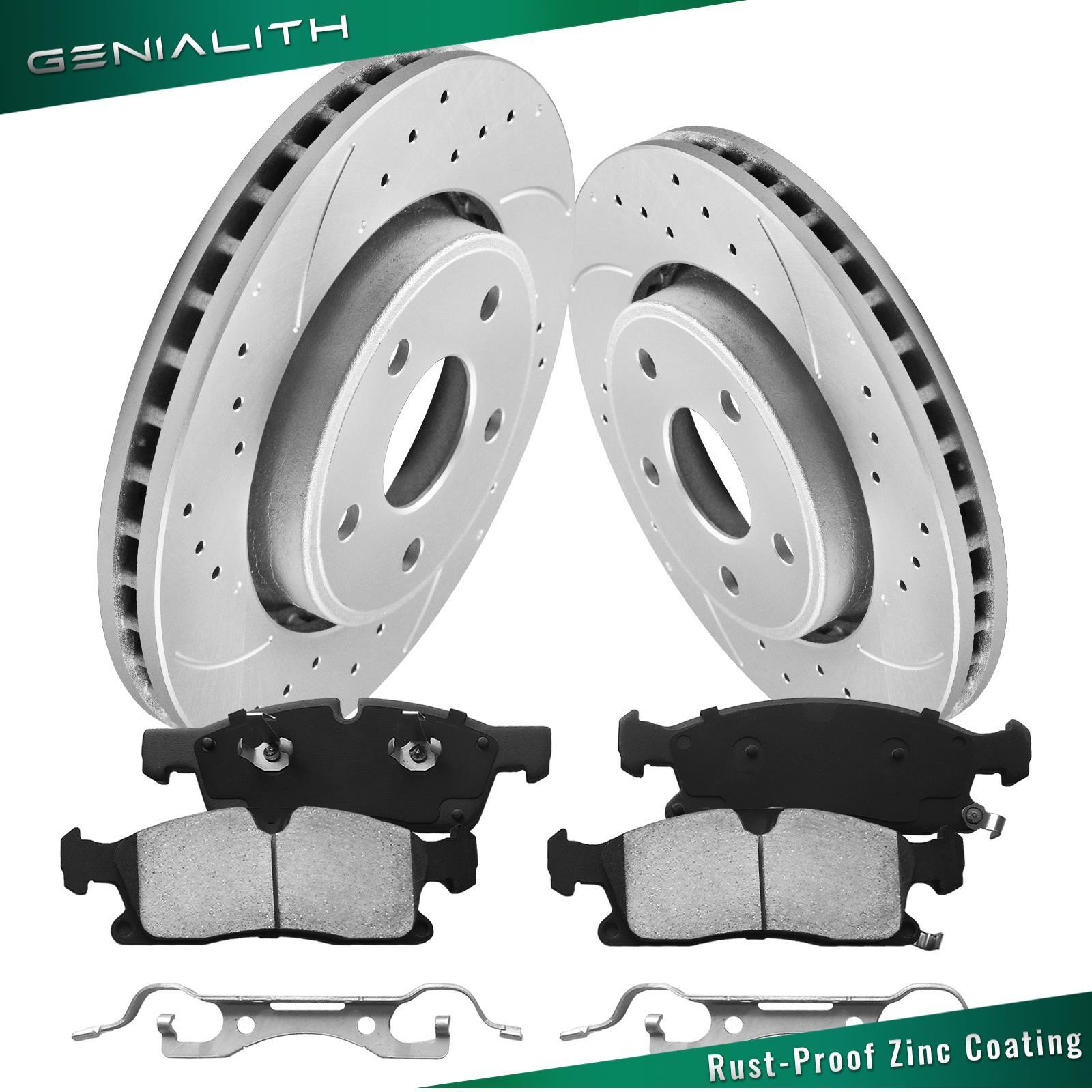 Front Drilled Rotor + Brake Pad for 2011-2018 Jeep Grand Cherokee Dodge Durango