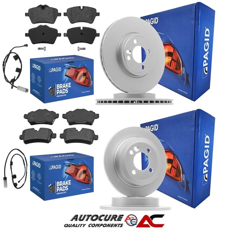 FITS MINI COOPER S (R50 to R59) PAGID COATED FRONT & REAR BRAKE DISCS PADS SET