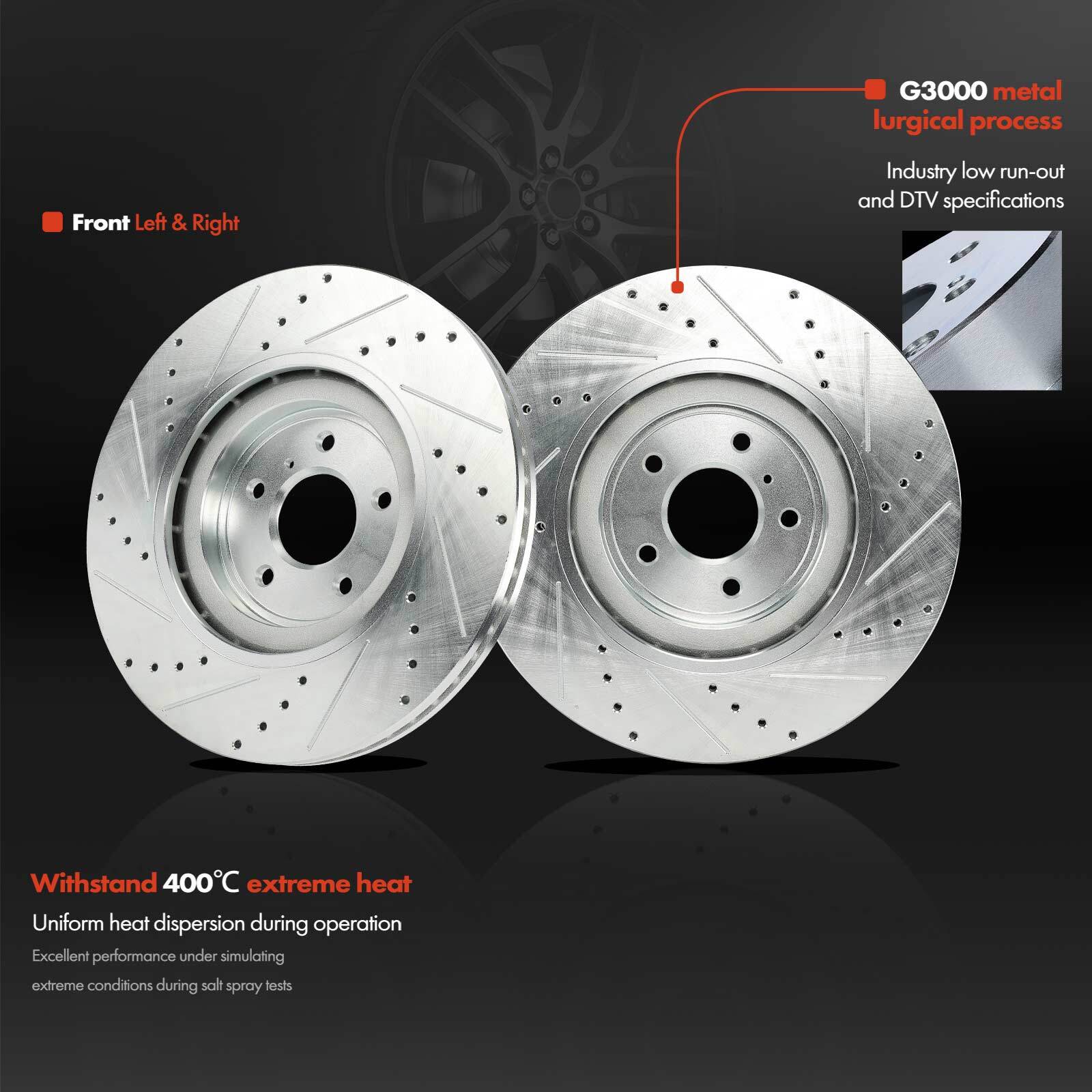 12x Front & Rear Side Drilled Rotors & Brake Pads for INFINITI M37 Q50 Q60 Q70L