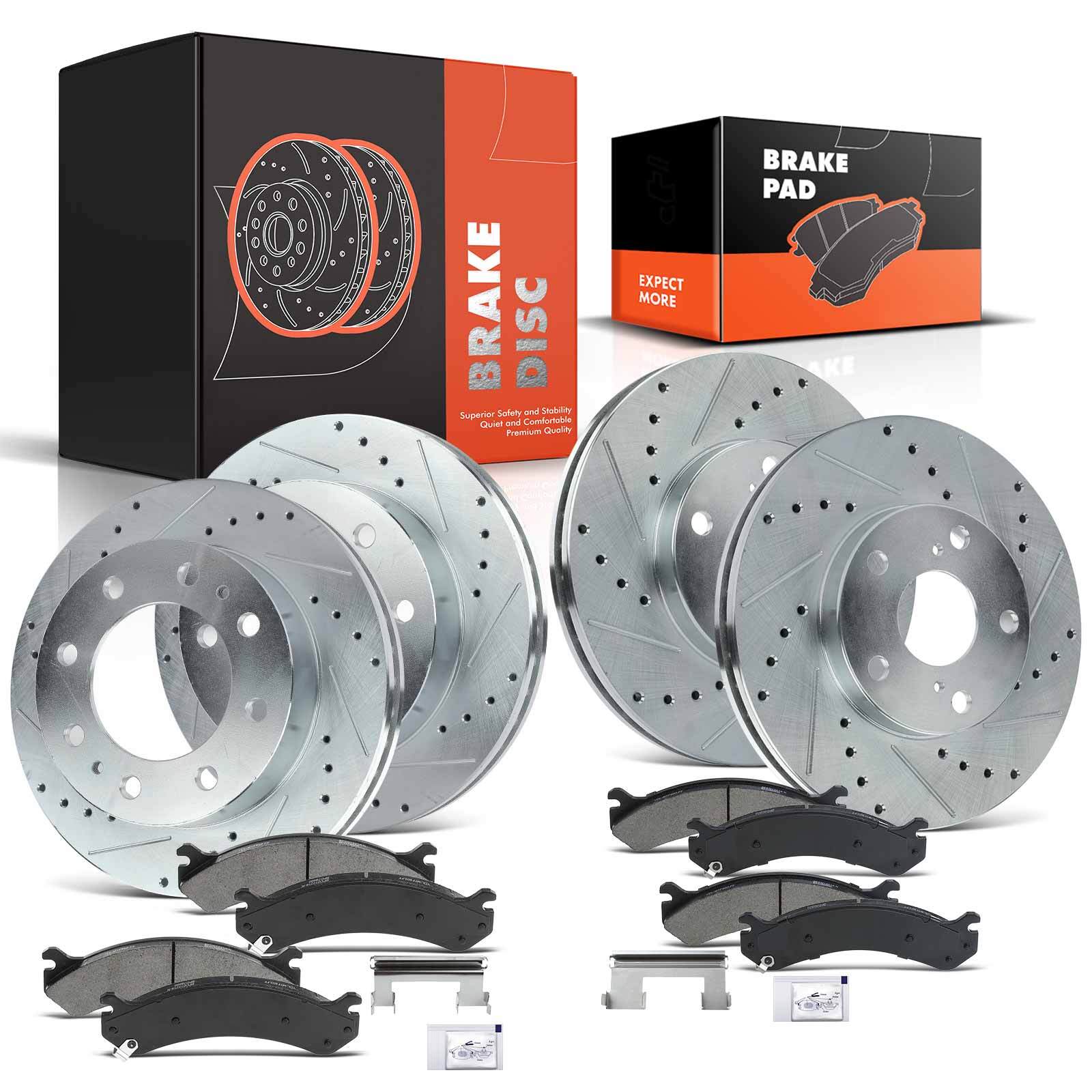 Drilled Brake Rotor & Ceramic Brake Pads for Chevrolet Camaro 10-15 Front & Rear
