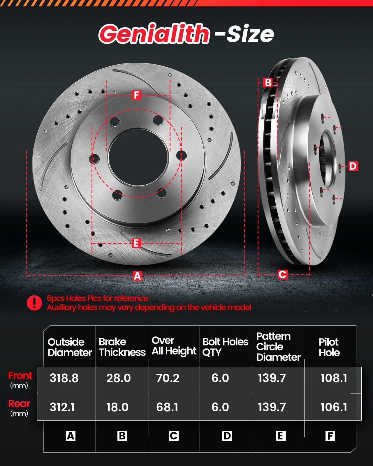 Front Rear Drilled Rotors Ceramic Brake Pads for Toyota Sequoia 4.7L 2001-2007