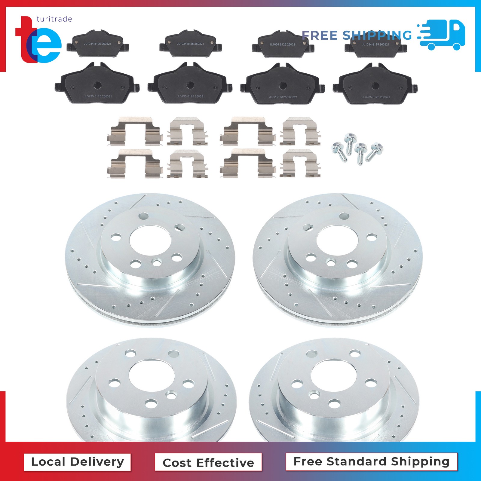 For Mini Cooper F56/ F57 2015-2016 Front & Rear Drilled Brake Rotor & Brake Pads