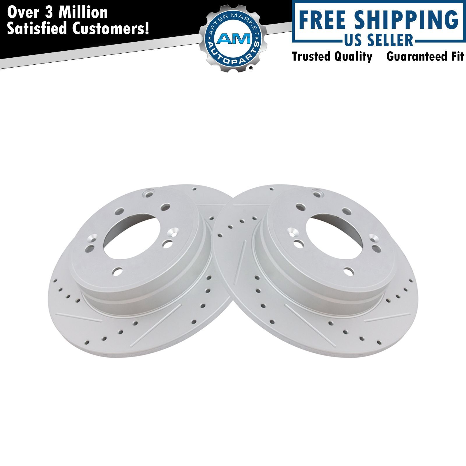 Performance Brake Rotor Drilled & Slotted Coated Rear Pair for Hyundai