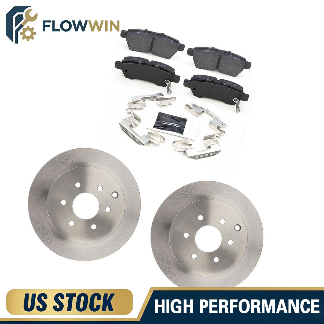Rear Brake Rotors Ceramic Brake Pads for 2004 Nissan Pathfinder 3.5L