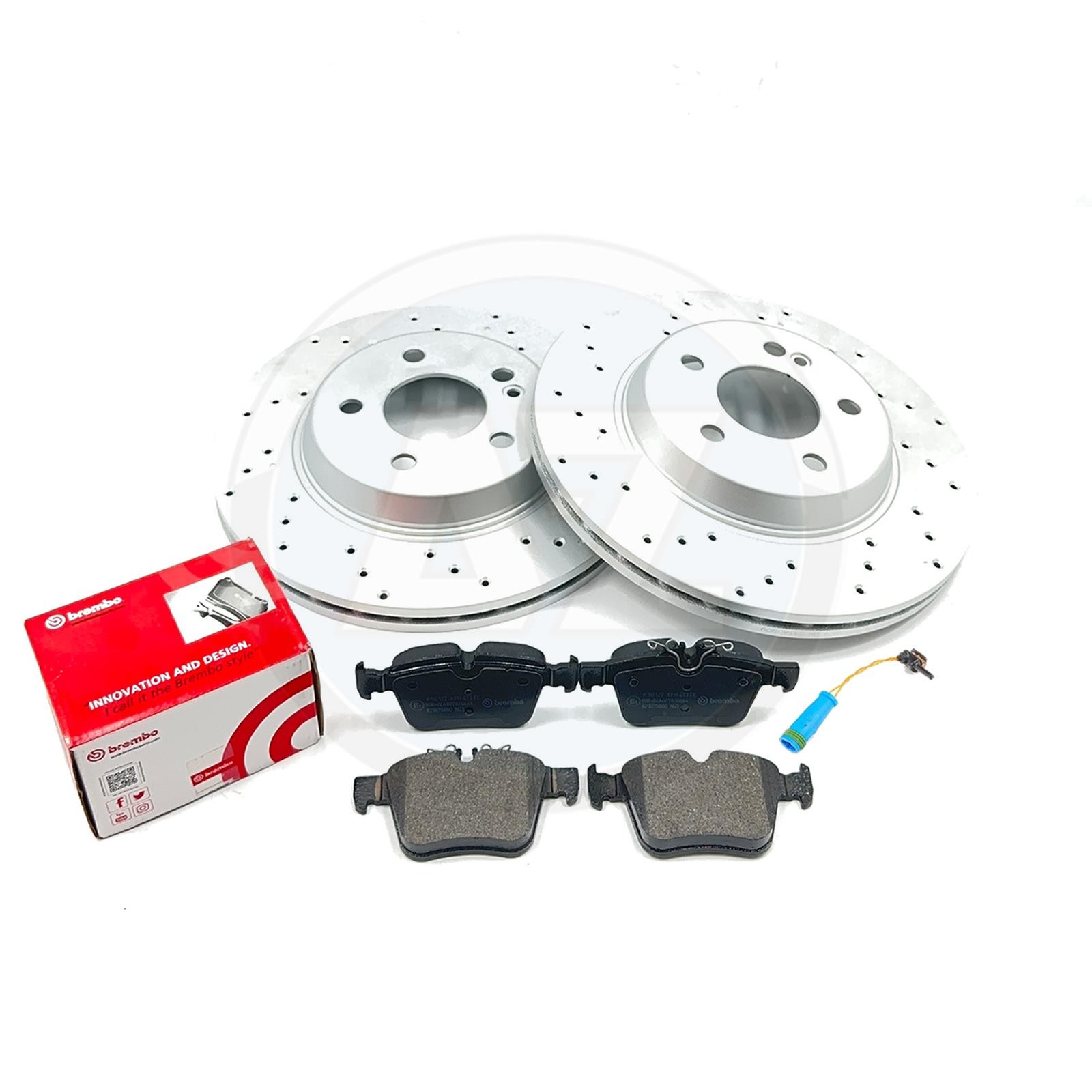 FOR MERCEDES C180 AMG SPORT REAR BRAKE DISCS BREMBO PADS SENSOR 300mm