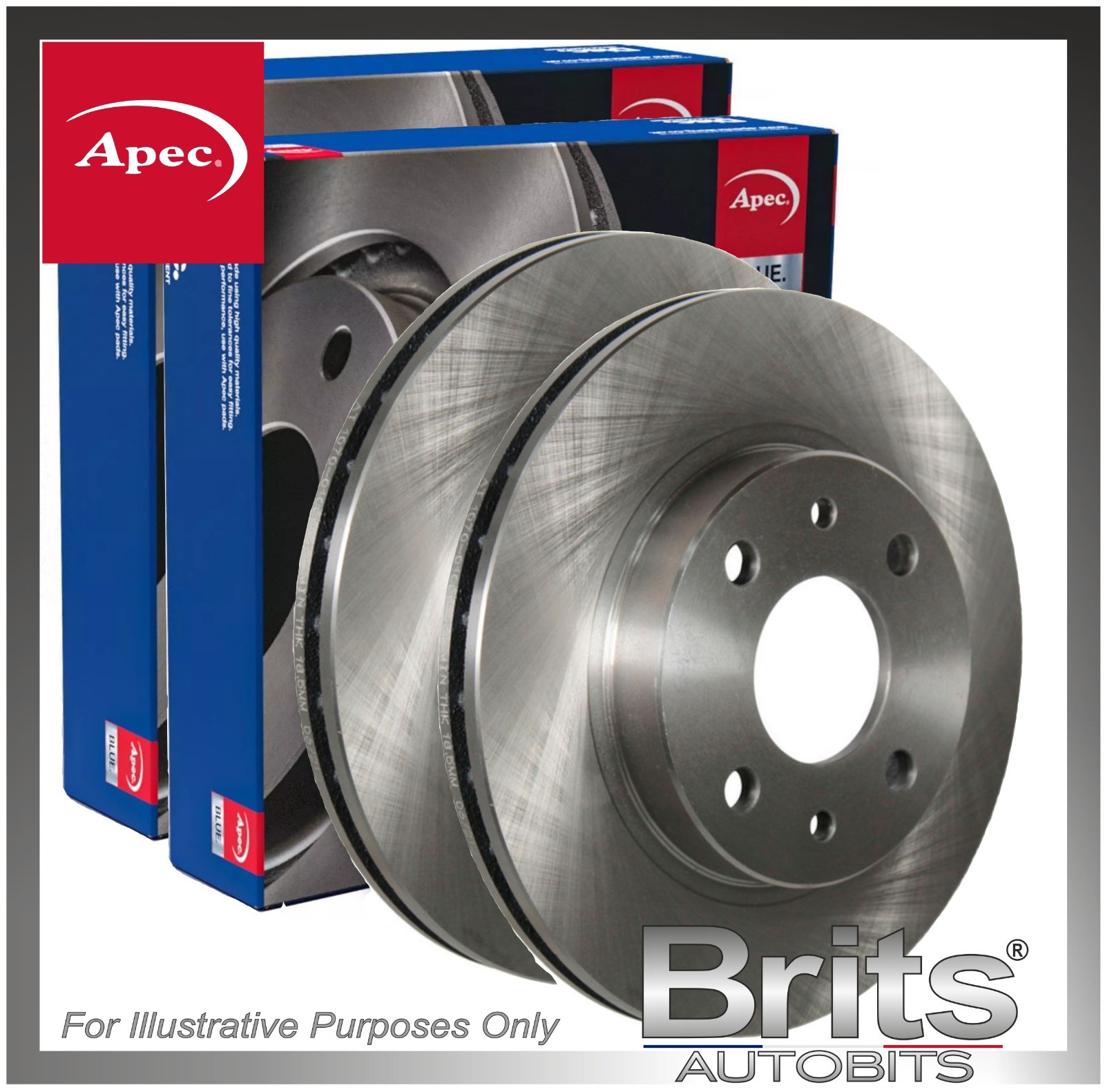 Genuine Apec Blue Front Brake Discs for VAUXHALL MOKKA 1.2 2020-On OE Quality