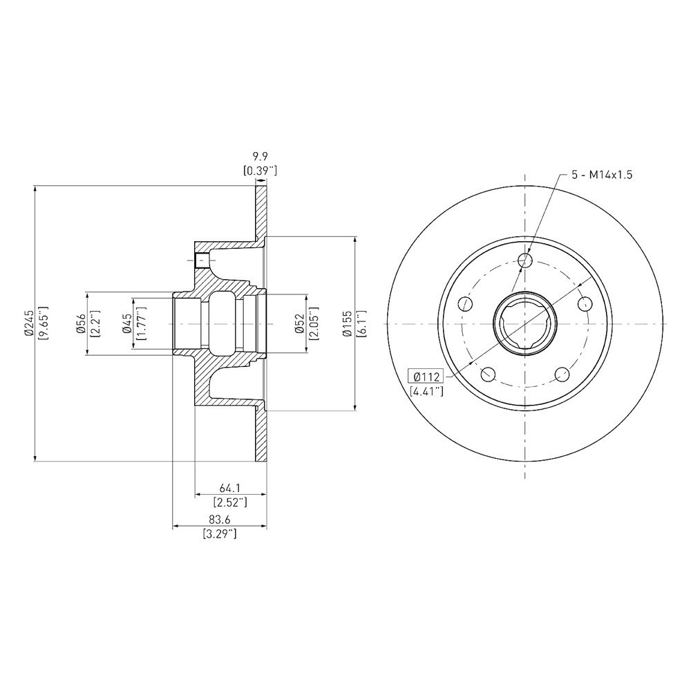 For Audi A4 1996-2008 DFC 604-73017 GeoSpec Solid Rear Brake Rotor