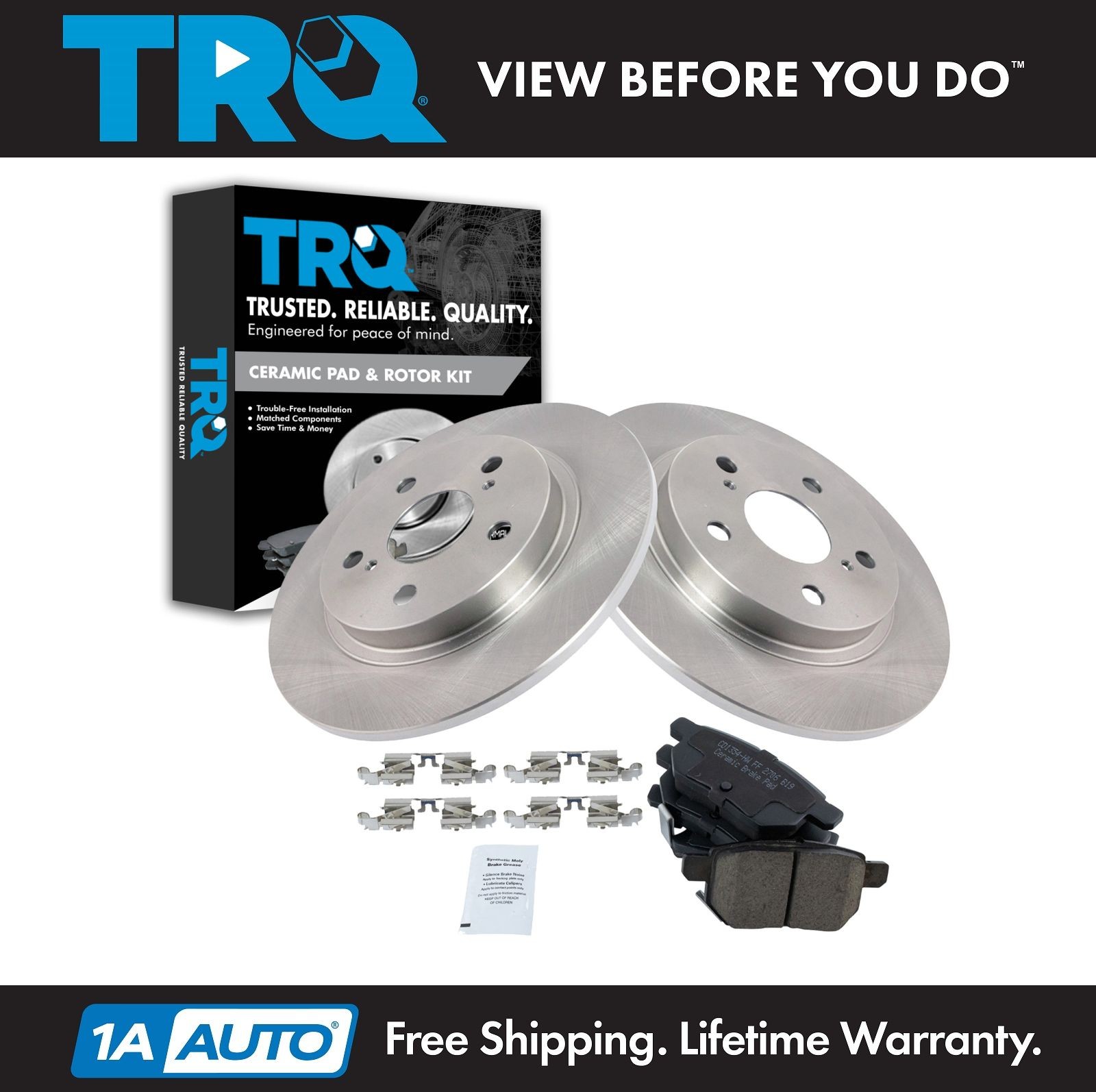 TRQ Rear Ceramic Brake Pad & Rotor Kit for Vibe Matrix Scion XB