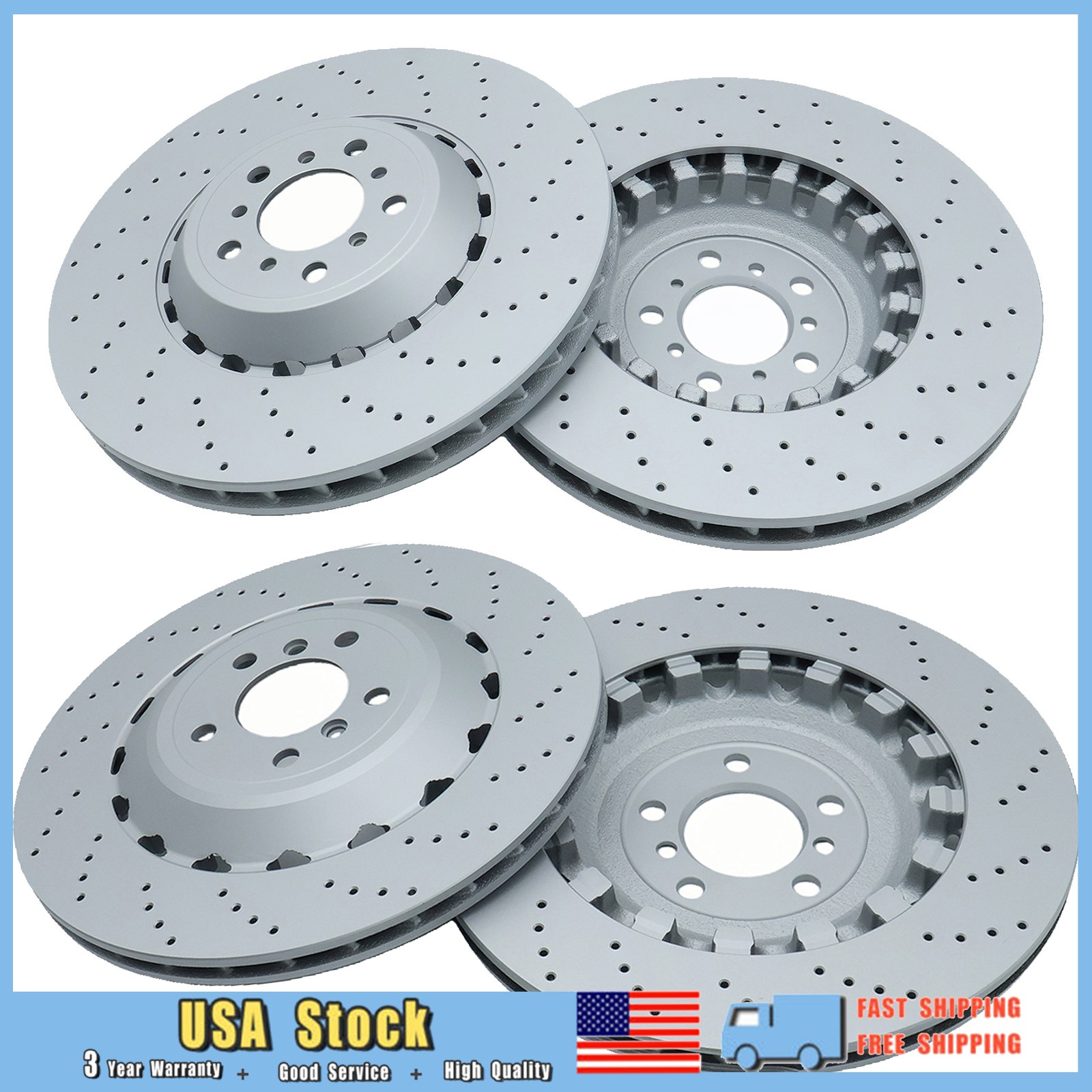 For BMW F06 F10 F12 M5 M6 4PCS Front & Rear Vented & Drilled Disc Brake Rotors