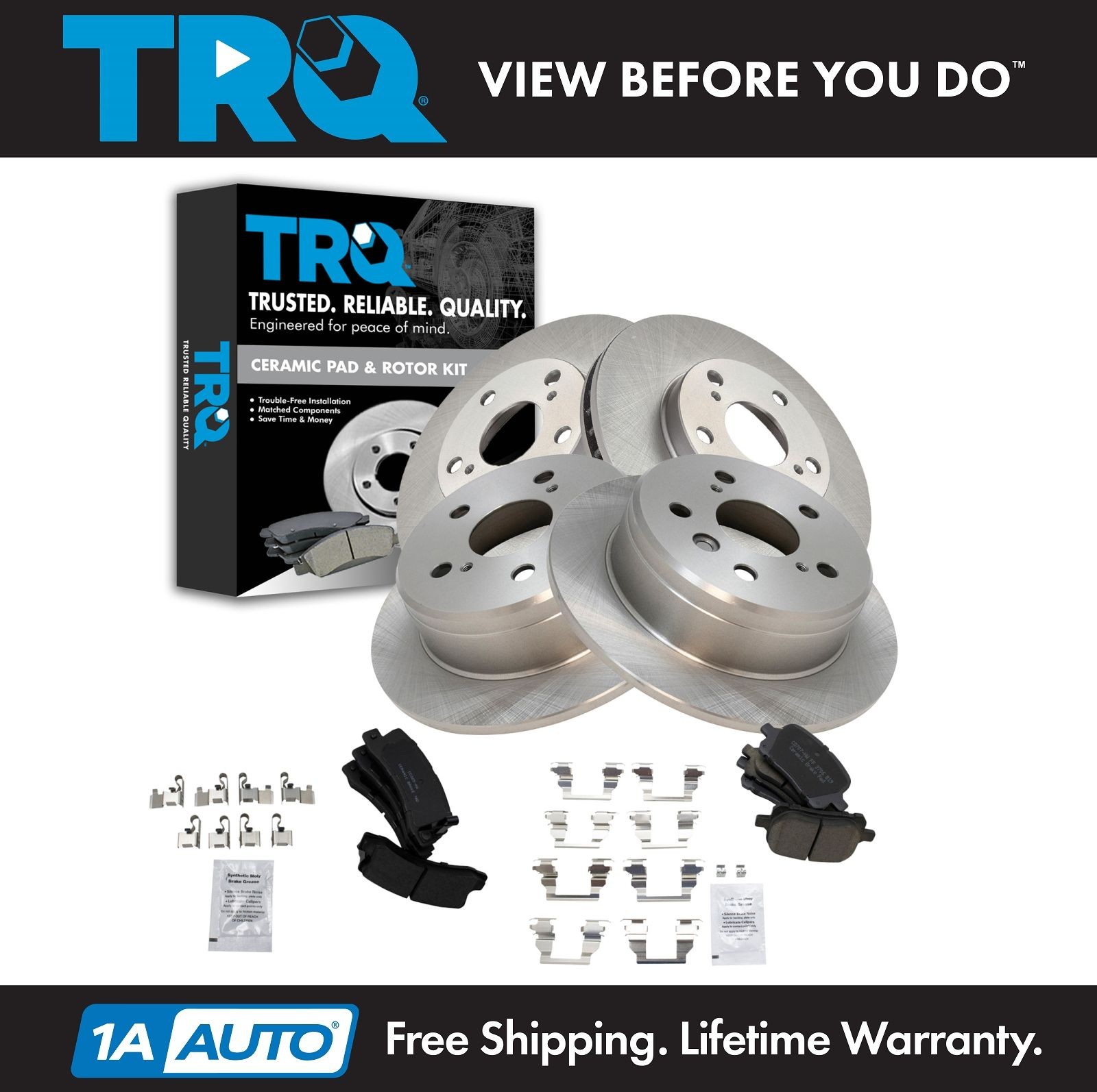 TRQ Brake Pad & Rotor Kit Ceramic Front & Rear for Lexus ES300 Toyota Camry