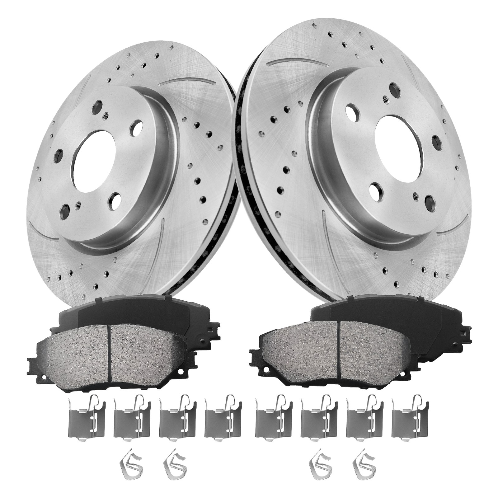 Front Drilled Rotors Calipers Brake Pad for Toyota RAV4 2010-2012 Lexus HS250h