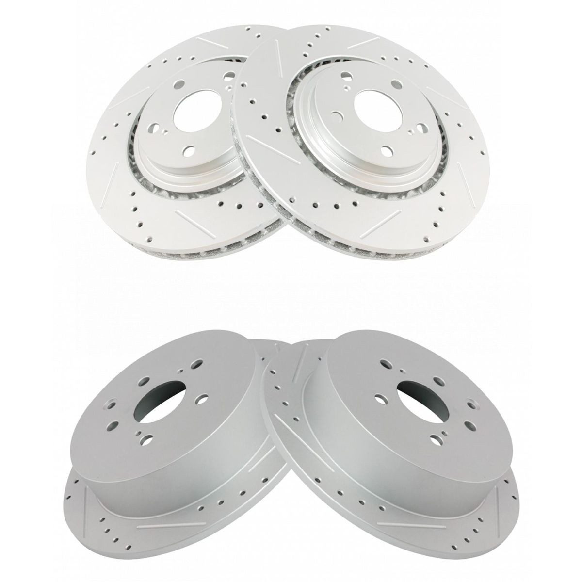 Front & Rear Performance Drilled Slotted Coated Rotor Kit for Toyota Lexus