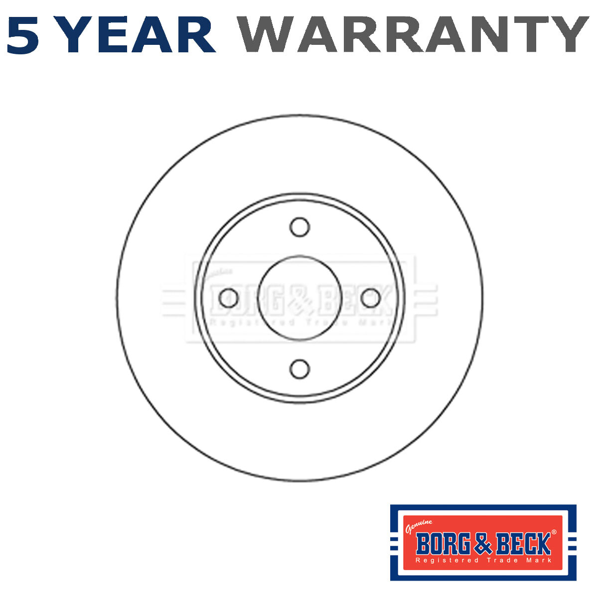 Borg & Beck Front 1x Brake Disc Fits Ford Fiesta 2005-2008 2.0 5S6Y1125AC