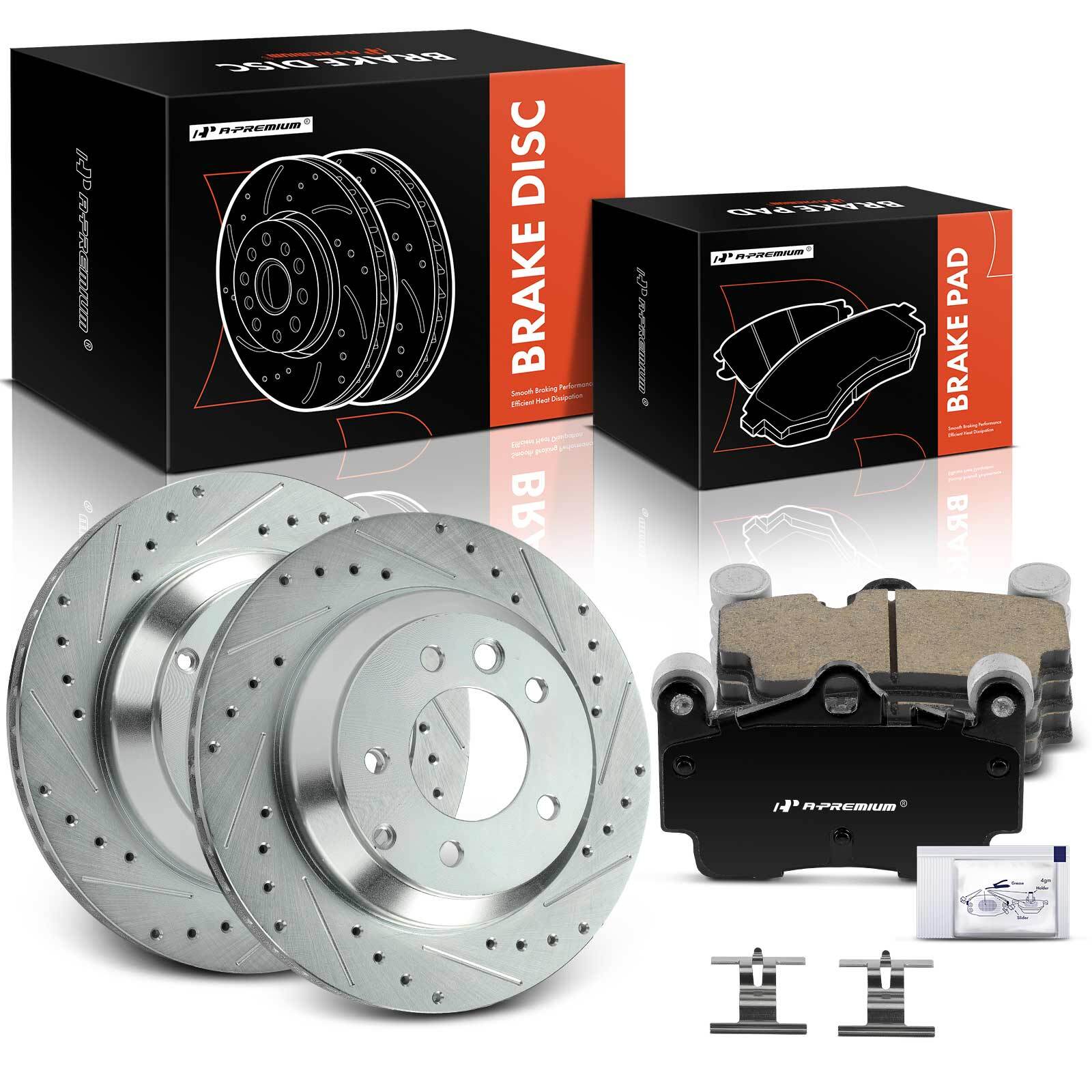 6pcs Rear Drilled Brake Rotor & Ceramic Brake Pad for Audi Q7 2007-2015 Porsche