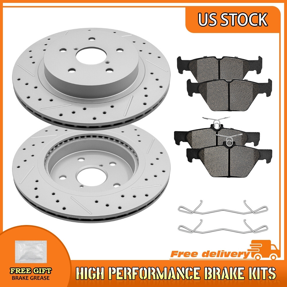 Rear Drilled Rotors and Brake Pads Set for Subaru Outback Legacy 2015 2016-2022