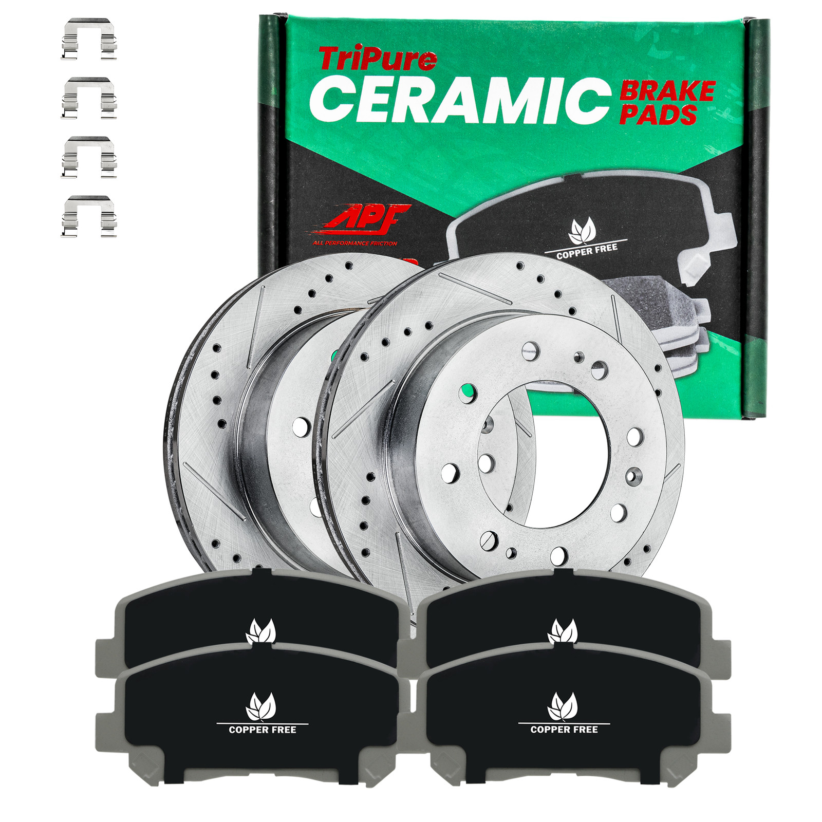 Rear Drill/Slot Rotors + Ceramic Copper Free Brake Pads For Chevy/GMC 1999-2013