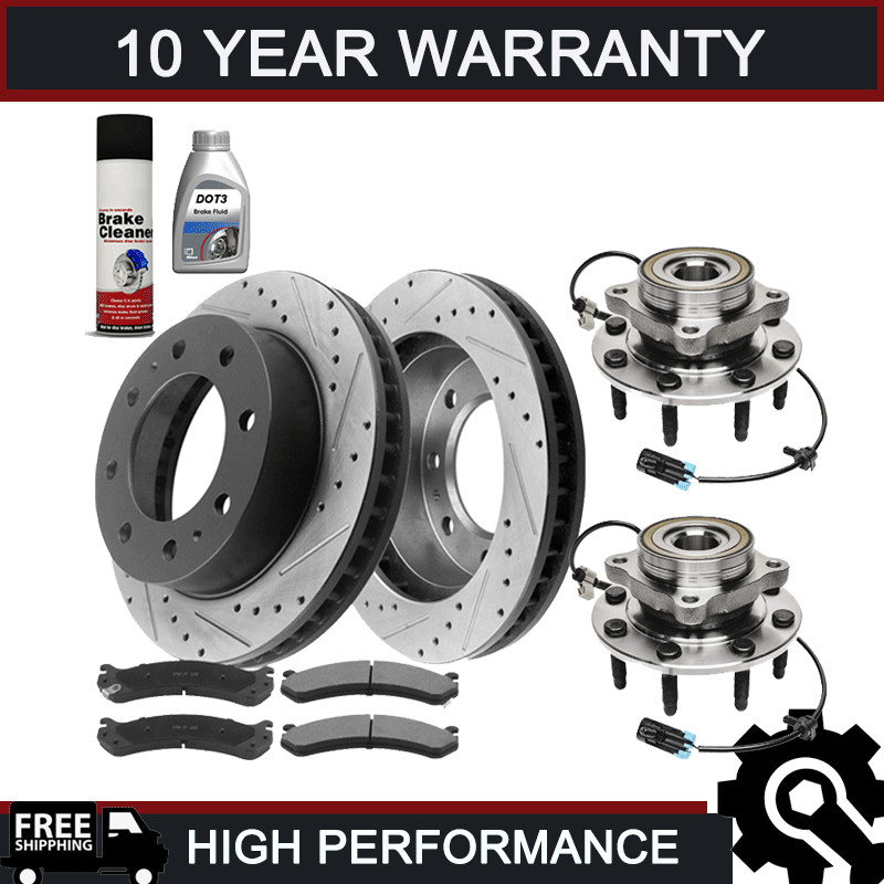 Front Brake Rotors with Wheel Hub Bearing For Chevy Silverado GMC Sierra CA E17